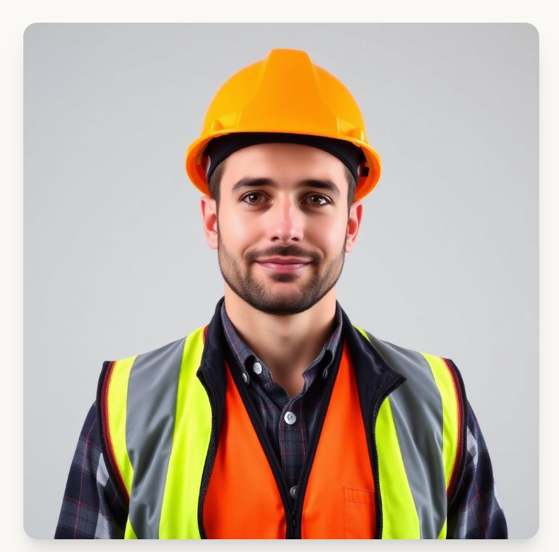 Trabajador de construcción con casco de seguridad - Abogados de accidentes de trabajo — Dramatización, no un hecho real.
